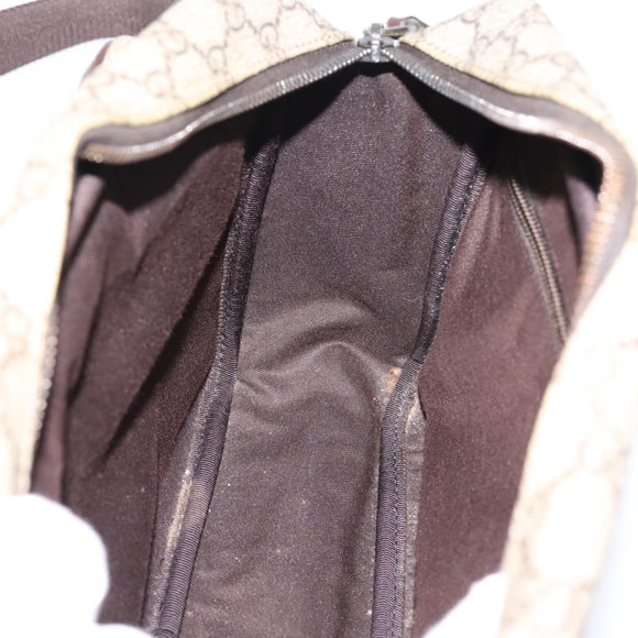GUCCI GG Supreme Shoulder Bag PVC Beige Silver 114531 Auth 206613