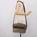 GUCCI GG Supreme Shoulder Bag PVC Beige Silver 114531 Auth 206613-25