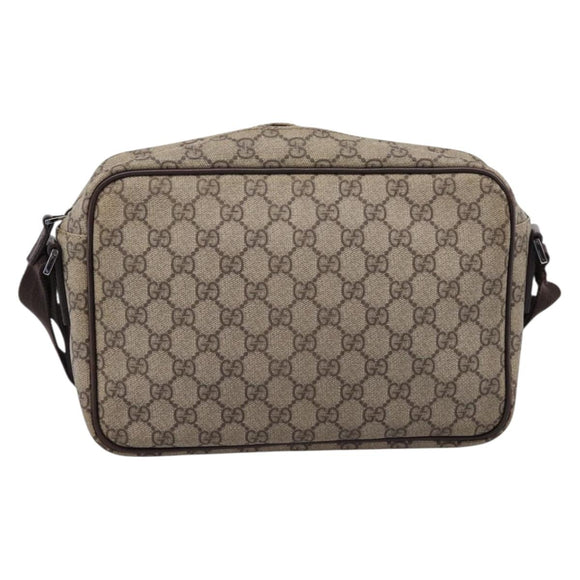 GUCCI GG Supreme Shoulder Bag PVC Beige Silver 114531 Auth 206613