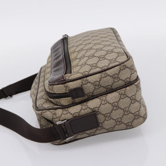 GUCCI GG Supreme Shoulder Bag PVC Beige Silver 114531 Auth 206613
