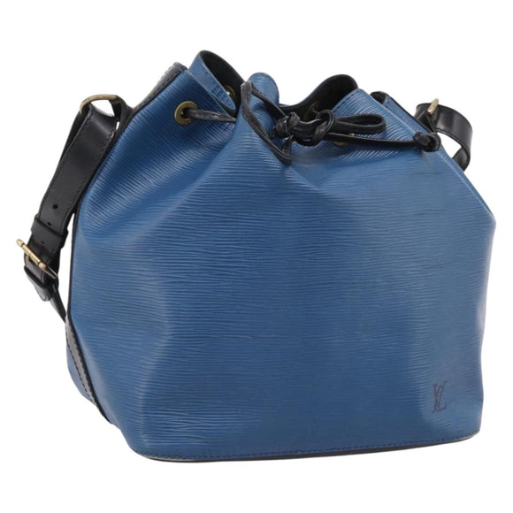 LOUIS VUITTON Epi Petit Noe Shoulder Bag Black Blue M44152 LV Auth 206620
