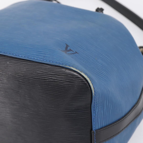 LOUIS VUITTON Epi Petit Noe Shoulder Bag Black Blue M44152 LV Auth 206620