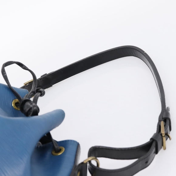 LOUIS VUITTON Epi Petit Noe Shoulder Bag Black Blue M44152 LV Auth 206620