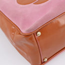 CHANEL Camelia Tote Bag Suede Pink Gold Tone CC Auth 206630-18