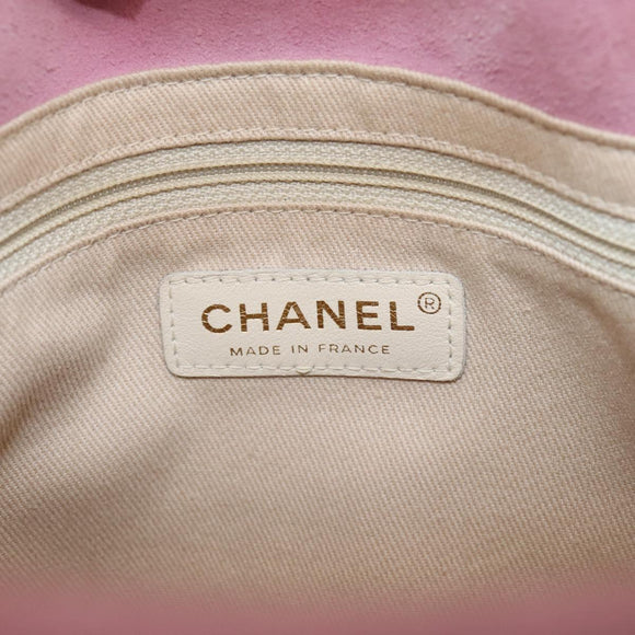 CHANEL Camelia Tote Bag Suede Pink Gold Tone CC Auth 206630