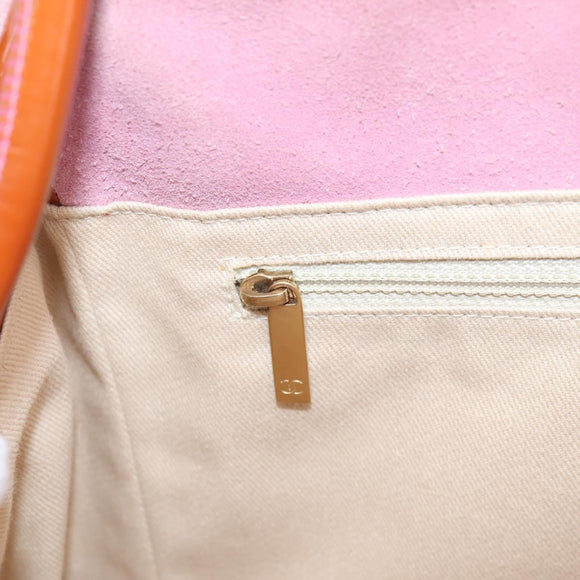 CHANEL Camelia Tote Bag Suede Pink Gold Tone CC Auth 206630