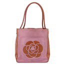CHANEL Camelia Tote Bag Suede Pink Gold Tone CC Auth 206630-2