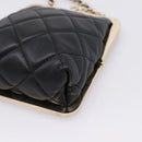 CHANEL Chain Pouch Lamb Skin Black Gold Tone CC Auth 206632SAV-10