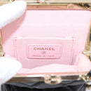 CHANEL Chain Pouch Lamb Skin Black Gold Tone CC Auth 206632SAV-15