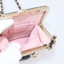 CHANEL Chain Pouch Lamb Skin Black Gold Tone CC Auth 206632SAV-17