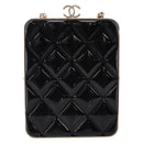 CHANEL Chain Pouch Lamb Skin Black Gold Tone CC Auth 206632SAV-3