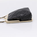 CHANEL Chain Pouch Lamb Skin Black Gold Tone CC Auth 206632SAV-4