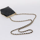 CHANEL Chain Pouch Lamb Skin Black Gold Tone CC Auth 206632SAV-7
