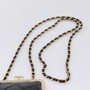 CHANEL Chain Pouch Lamb Skin Black Gold Tone CC Auth 206632SAV-8