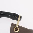 GUCCI Bamboo Hand Bag Leather Gray Gold Tone 001 2058 Auth 206638-11