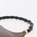 GUCCI Bamboo Hand Bag Leather Gray Gold Tone 001 2058 Auth 206638-14