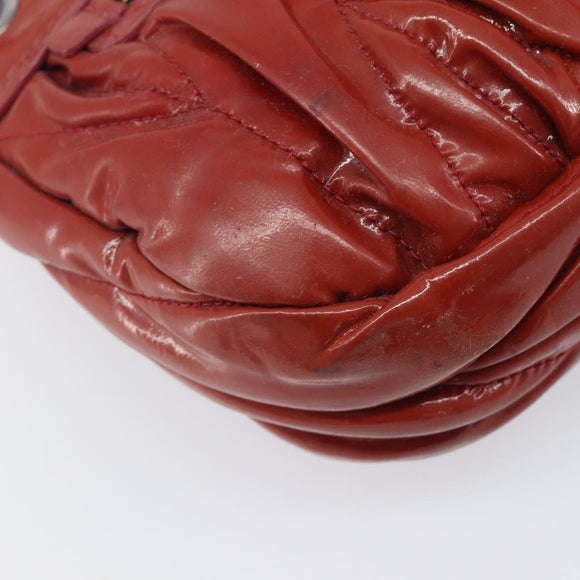 Miu Miu Chain Shoulder Bag Patent Red Silver Auth 206641