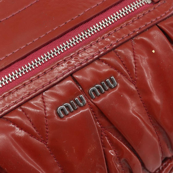 Miu Miu Chain Shoulder Bag Patent Red Silver Auth 206641