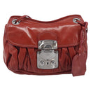 Miu Miu Chain Shoulder Bag Patent Red Silver Auth 206641-2