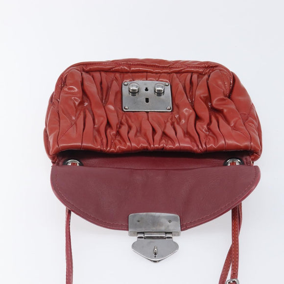 Miu Miu Chain Shoulder Bag Patent Red Silver Auth 206641