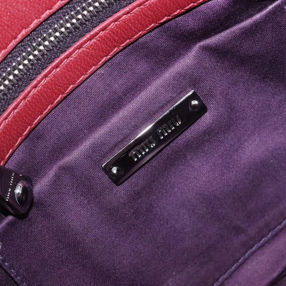 Miu Miu Chain Shoulder Bag Patent Red Silver Auth 206641