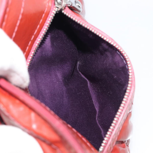 Miu Miu Chain Shoulder Bag Patent Red Silver Auth 206641