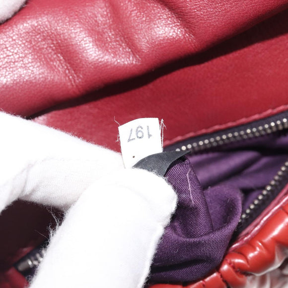 Miu Miu Chain Shoulder Bag Patent Red Silver Auth 206641