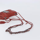 Miu Miu Chain Shoulder Bag Patent Red Silver Auth 206641-7