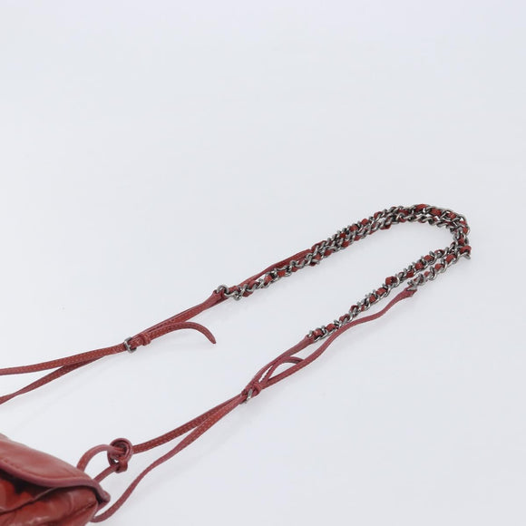 Miu Miu Chain Shoulder Bag Patent Red Silver Auth 206641