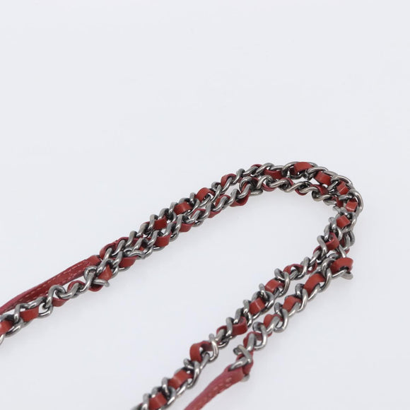 Miu Miu Chain Shoulder Bag Patent Red Silver Auth 206641