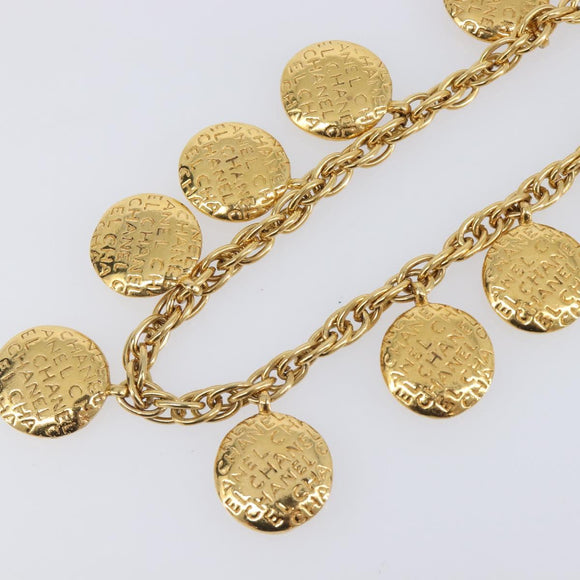 CHANEL Mademoiselle Necklace Metal Gold CC Auth 206642V