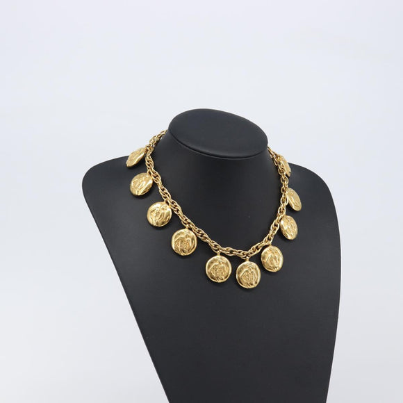 CHANEL Mademoiselle Necklace Metal Gold CC Auth 206642V