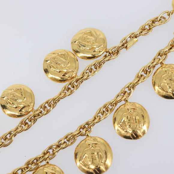 CHANEL Mademoiselle Necklace Metal Gold CC Auth 206642V