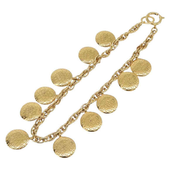 CHANEL Mademoiselle Necklace Metal Gold CC Auth 206642V