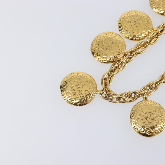 CHANEL Mademoiselle Necklace Metal Gold CC Auth 206642V