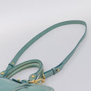 Miu Miu Hand Bag Leather 2way Blue Gold Tone Auth 206643V-10