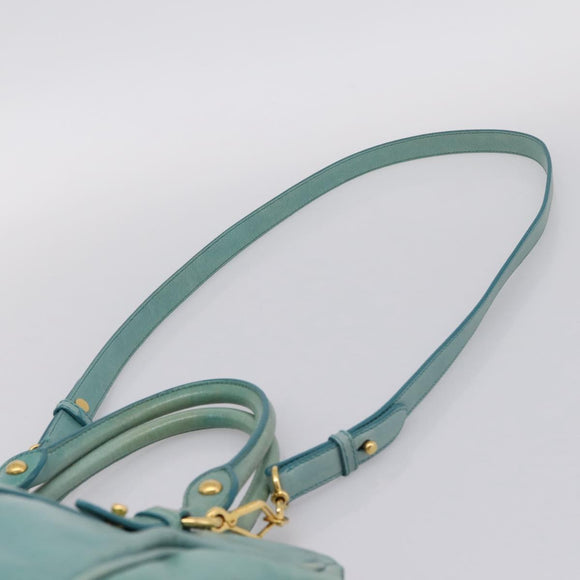 Miu Miu Hand Bag Leather 2way Blue Gold Tone Auth 206643V