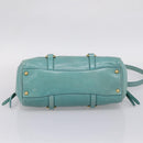 Miu Miu Hand Bag Leather 2way Blue Gold Tone Auth 206643V-11