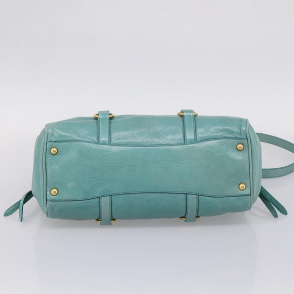 Miu Miu Hand Bag Leather 2way Blue Gold Tone Auth 206643V