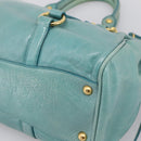 Miu Miu Hand Bag Leather 2way Blue Gold Tone Auth 206643V-12