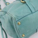 Miu Miu Hand Bag Leather 2way Blue Gold Tone Auth 206643V-13
