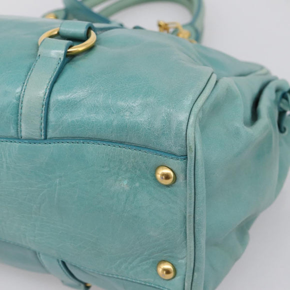 Miu Miu Hand Bag Leather 2way Blue Gold Tone Auth 206643V