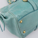 Miu Miu Hand Bag Leather 2way Blue Gold Tone Auth 206643V-15