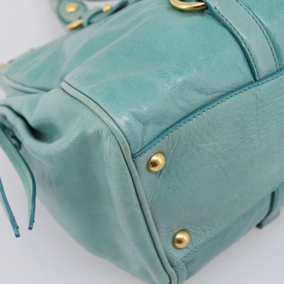 Miu Miu Hand Bag Leather 2way Blue Gold Tone Auth 206643V