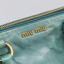 Miu Miu Hand Bag Leather 2way Blue Gold Tone Auth 206643V-16