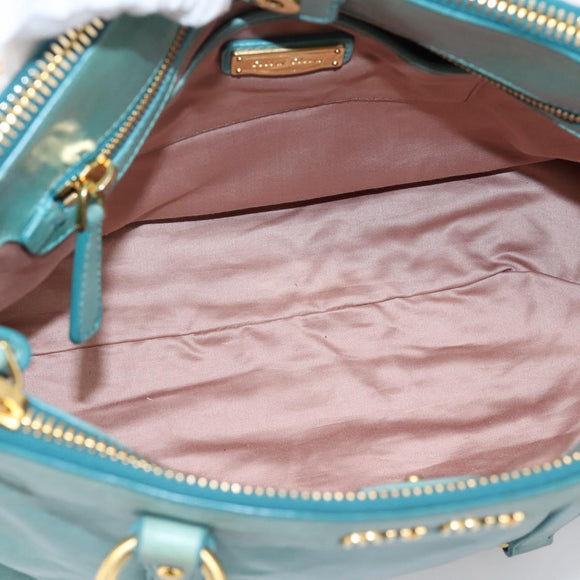 Miu Miu Hand Bag Leather 2way Blue Gold Tone Auth 206643V