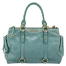 Miu Miu Hand Bag Leather 2way Blue Gold Tone Auth 206643V-2