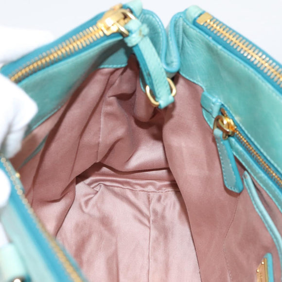 Miu Miu Hand Bag Leather 2way Blue Gold Tone Auth 206643V