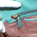 Miu Miu Hand Bag Leather 2way Blue Gold Tone Auth 206643V-21