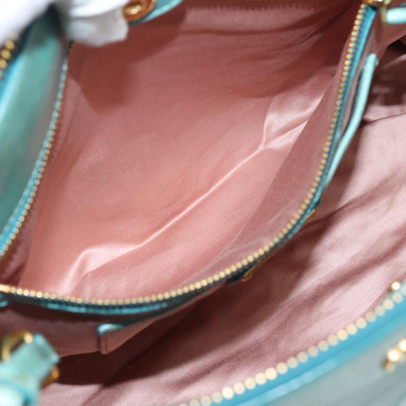 Miu Miu Hand Bag Leather 2way Blue Gold Tone Auth 206643V